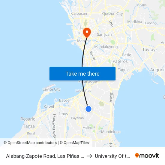 Alabang-Zapote Road, Las Piñas City, Manila to University Of the East map