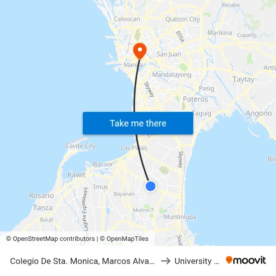 Colegio De Sta. Monica, Marcos Alvarez Ave, Las Piñas City Manila to University Of the East map