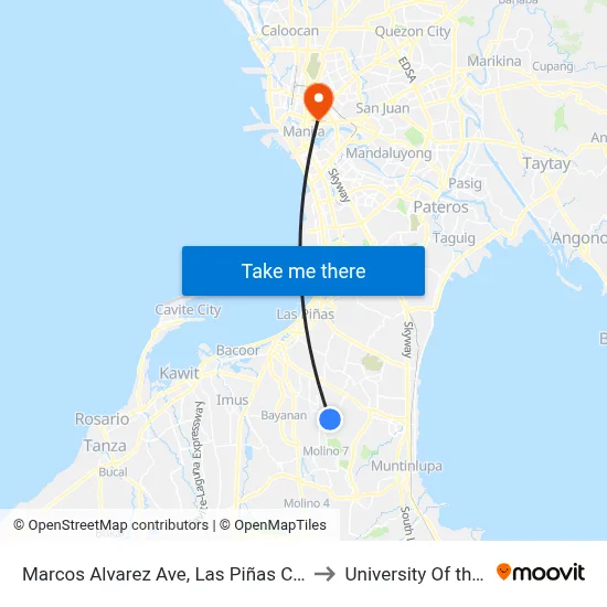Marcos Alvarez Ave, Las Piñas City, Manila to University Of the East map