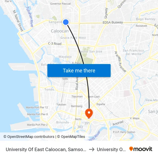 University Of East Caloocan, Samson Road, Caloocan City to University Of the East map