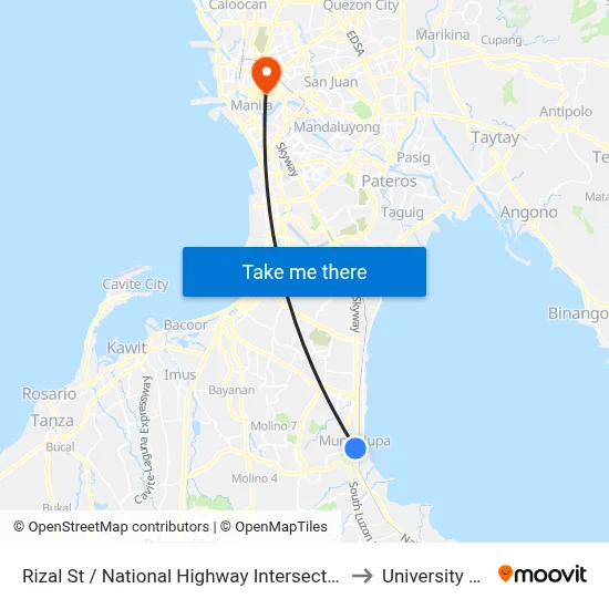 Rizal St / National Highway Intersection, Muntinlupa City, Manila to University Of the East map