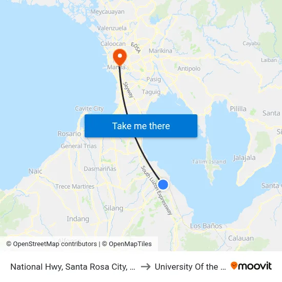 National Hwy, Santa Rosa City, Manila to University Of the East map