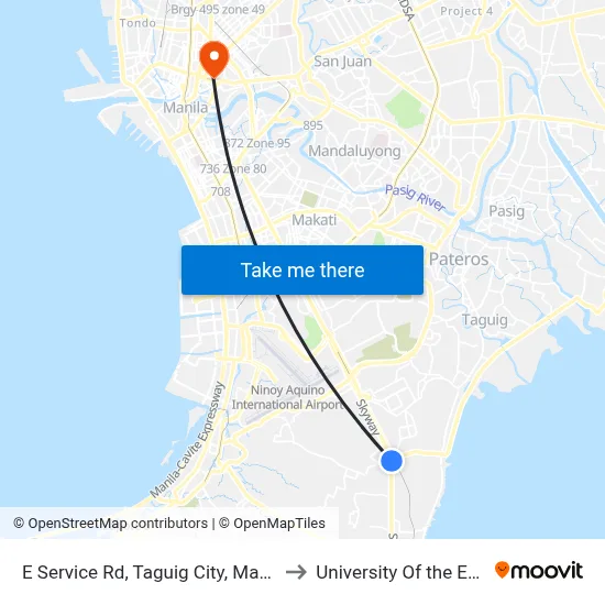 E Service Rd,  Taguig City, Manila to University Of the East map