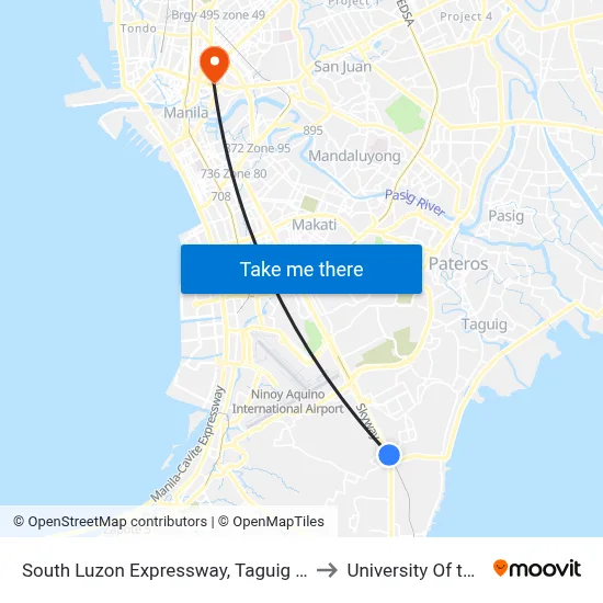 South Luzon Expressway, Taguig City, Manila to University Of the East map