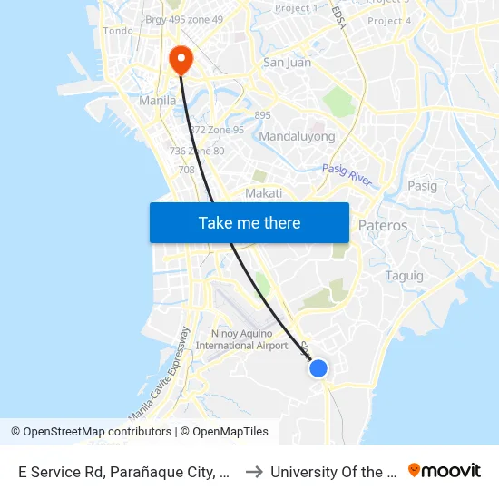 E Service Rd, Parañaque City, Manila to University Of the East map