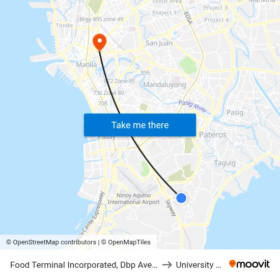 Food Terminal Incorporated, Dbp Ave, Taguig City, Manila, Manila to University Of the East map