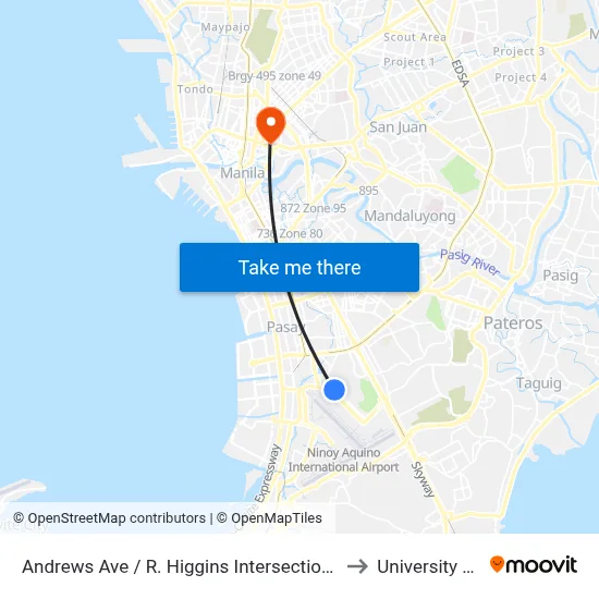 Andrews Ave / R. Higgins Intersection, Lungsod Ng Pasay, Manila to University Of the East map