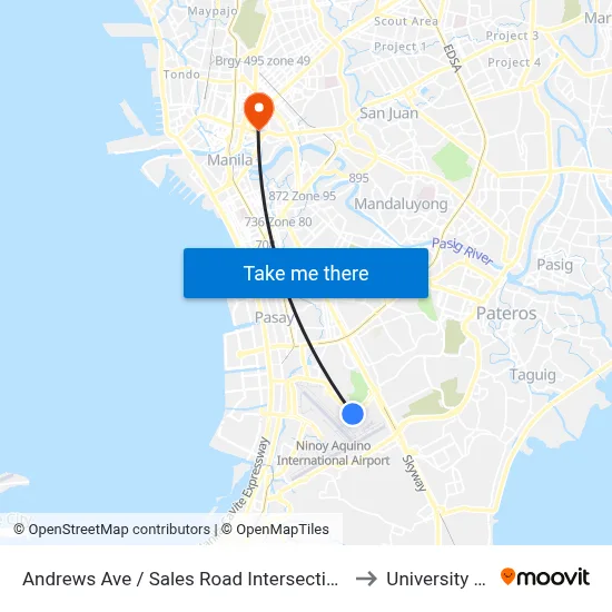 Andrews Ave / Sales Road Intersection, Lungsod Ng Pasay, Manila to University Of the East map