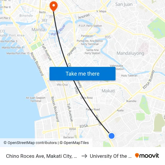 Chino Roces Ave, Makati City, Manila to University Of the East map