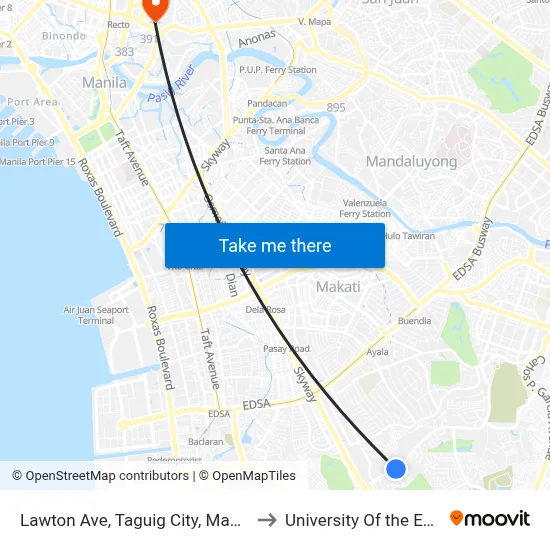 Lawton Ave, Taguig City, Manila to University Of the East map