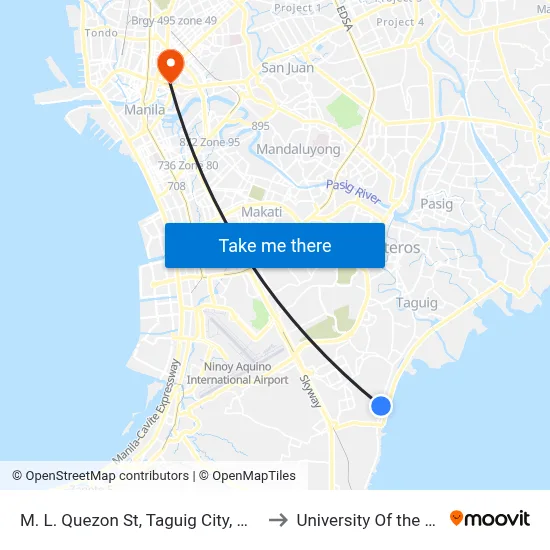 M. L. Quezon St, Taguig City, Manila to University Of the East map