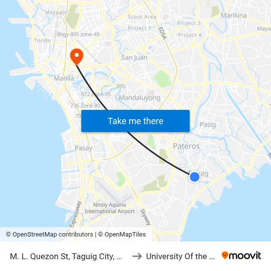 M. L. Quezon St, Taguig City, Manila to University Of the East map