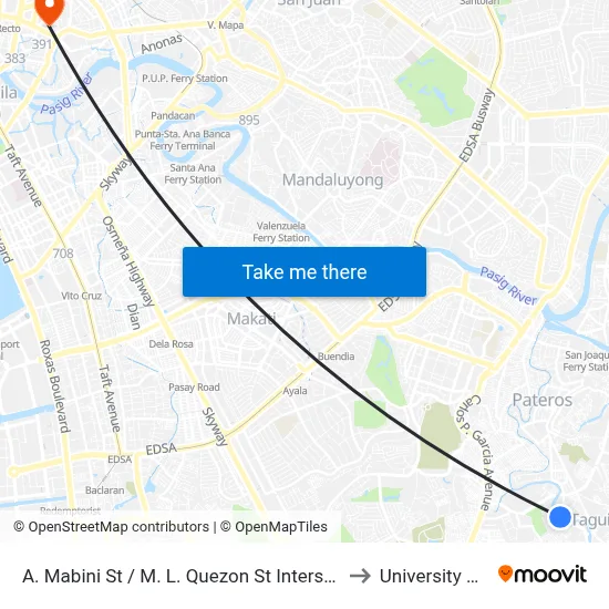 A. Mabini St / M. L. Quezon St Intersection, Taguig City, Manila to University Of the East map