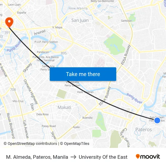 M. Almeda, Pateros, Manila to University Of the East map