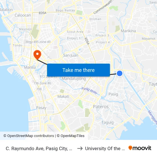 C. Raymundo Ave, Pasig City, Manila to University Of the East map
