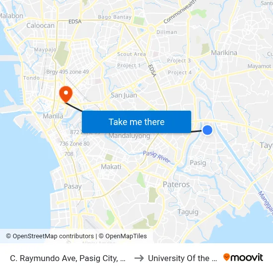 C. Raymundo Ave, Pasig City, Manila to University Of the East map