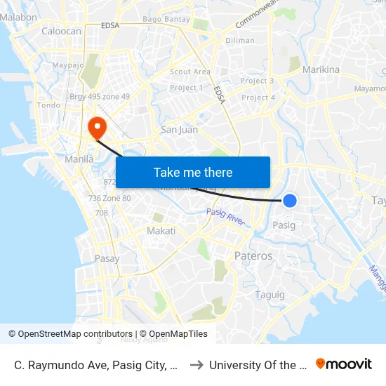 C. Raymundo Ave, Pasig City, Manila to University Of the East map