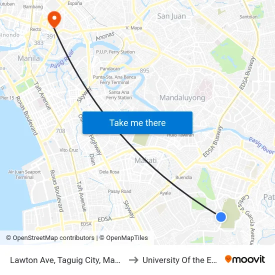 Lawton Ave, Taguig City, Manila to University Of the East map