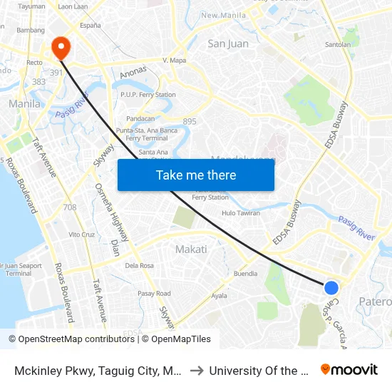 Mckinley Pkwy, Taguig City, Manila to University Of the East map