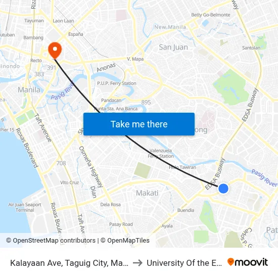 Kalayaan Ave, Taguig City, Manila to University Of the East map