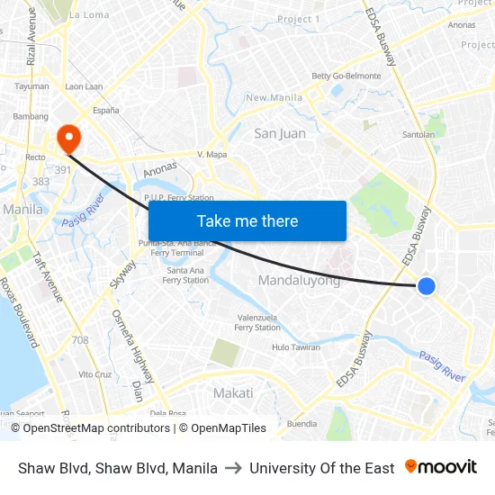 Shaw Blvd, Shaw Blvd, Manila to University Of the East map