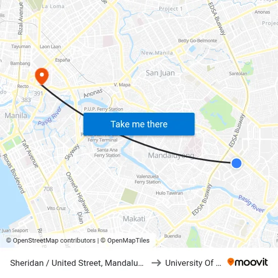 Sheridan / United Street, Mandaluyong City, Manila to University Of the East map