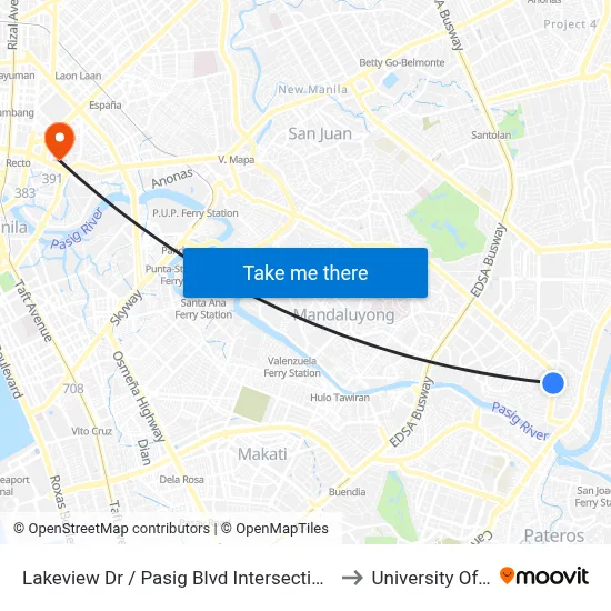 Lakeview Dr / Pasig Blvd Intersection, Pasig City, Manila to University Of the East map