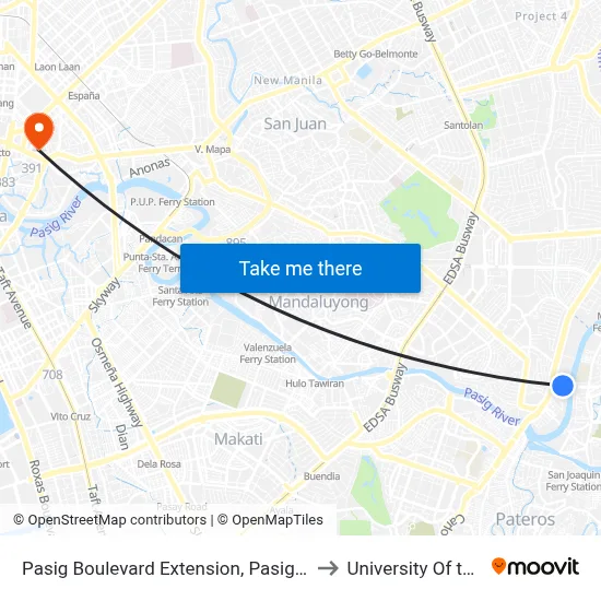 Pasig Boulevard Extension, Pasig City, Manila to University Of the East map
