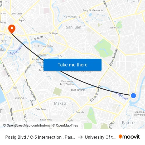 Pasig Blvd / C-5 Intersection , Pasig City, Manila to University Of the East map