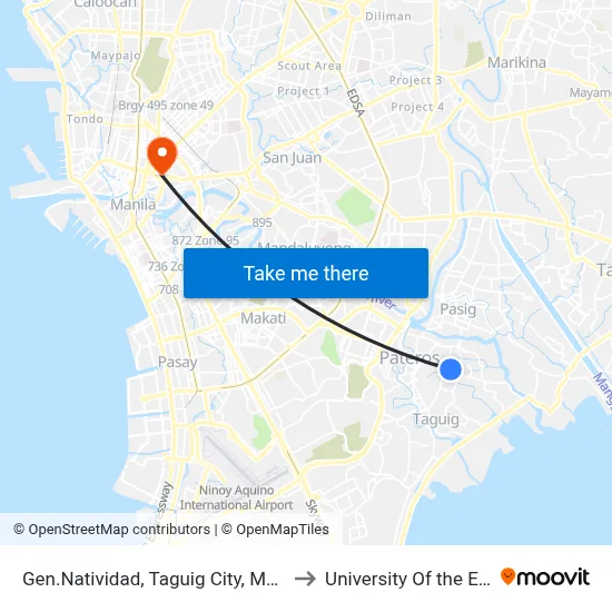 Gen.Natividad, Taguig City, Manila to University Of the East map