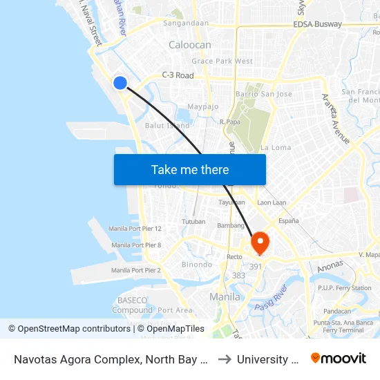 Navotas Agora Complex, North Bay Boulevard, City Of Navotas to University Of the East map