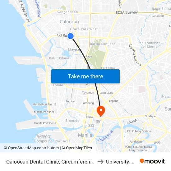 Caloocan Dental Clinic, Circumference Road 3, Caloocan City to University Of the East map