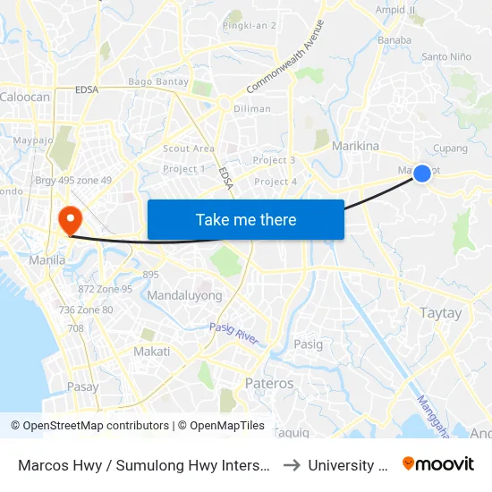 Marcos Hwy / Sumulong Hwy Intersection, Antipolo City, Manila to University Of the East map