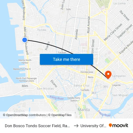 Don Bosco Tondo Soccer Field, Radial Road 10, Manila to University Of the East map