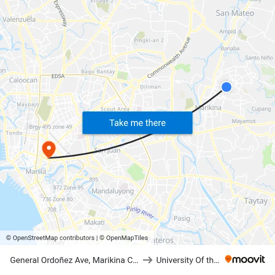 General Ordoñez Ave, Marikina City, Manila to University Of the East map