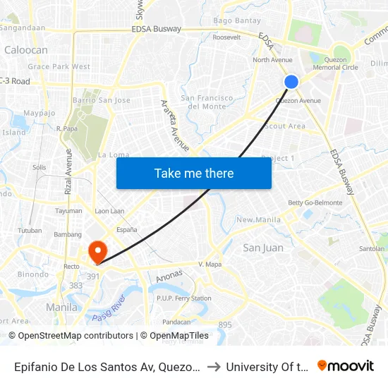 Epifanio De Los Santos Av, Quezon City, Manila to University Of the East map