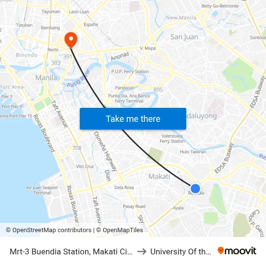 Mrt-3 Buendia Station, Makati City, Manila to University Of the East map