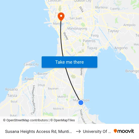 Susana Heights Access Rd, Muntinlupa City, Manila to University Of the East map