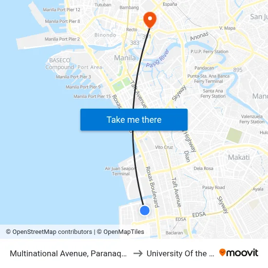Multinational Avenue, Paranaque City to University Of the East map