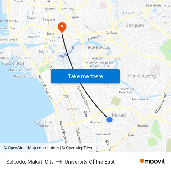 Salcedo, Makati City to University Of the East map