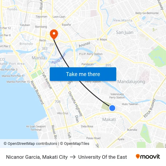 Nicanor Garcia, Makati City to University Of the East map