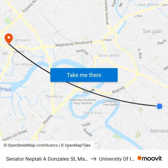 Senator Neptali A Gonzales St, Mandaluyong City to University Of the East map