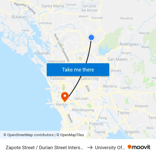 Zapote Street / Durian Street Intersection, Caloocan City to University Of the East map