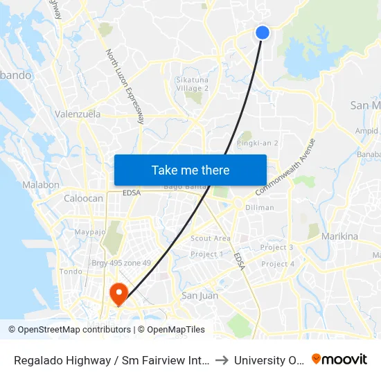 Regalado Highway / Sm Fairview Intersection, Quezon City to University Of the East map
