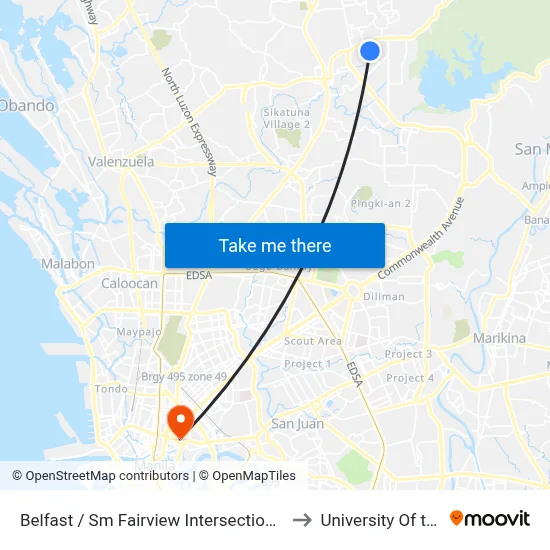 Belfast / Sm Fairview Intersection, Quezon City to University Of the East map