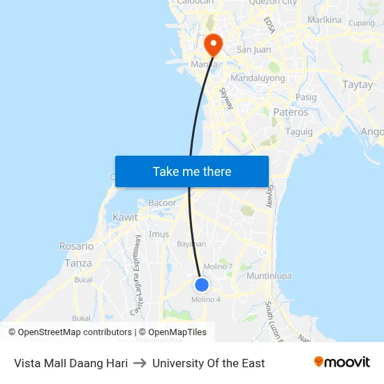Vista Mall Daang Hari to University Of the East map