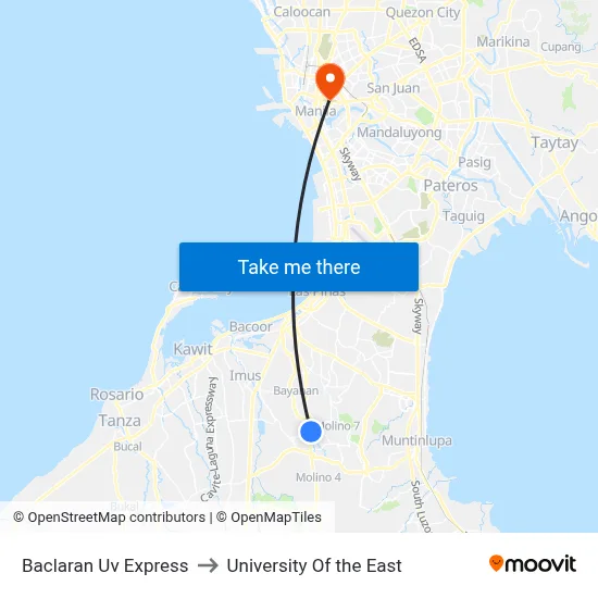 Baclaran Uv Express to University Of the East map