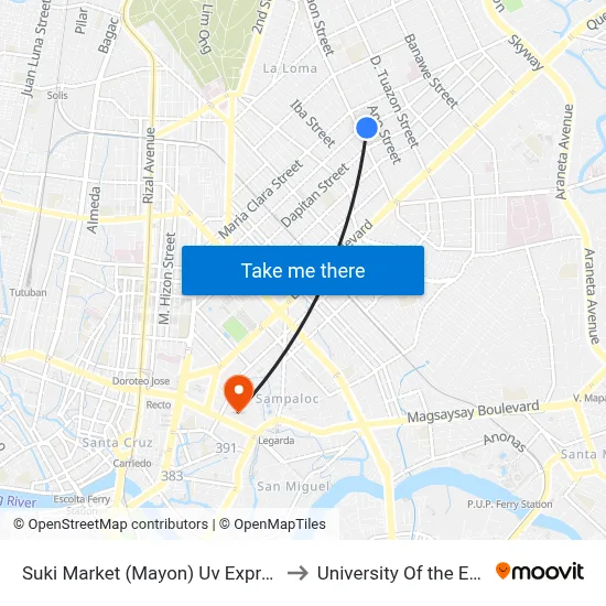 Suki Market (Mayon) Uv Express to University Of the East map