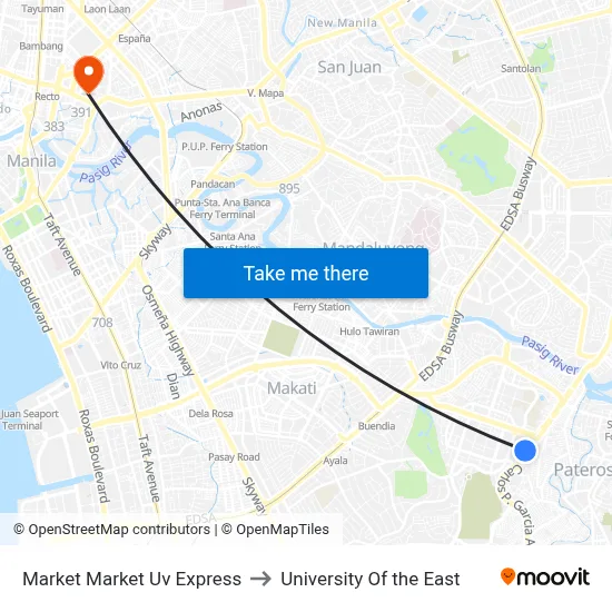 Market Market Uv Express to University Of the East map