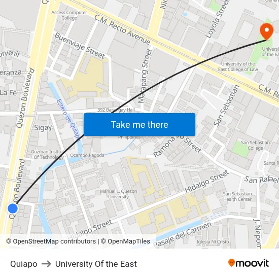 Quiapo to University Of the East map